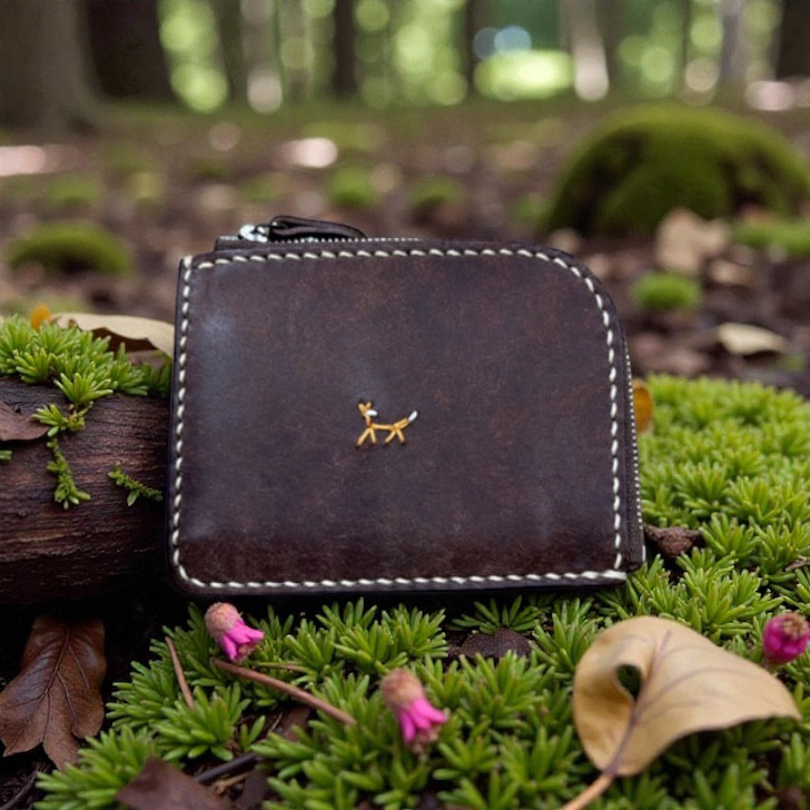 イタリアンレザーのL字ファスナー財布【お散歩】