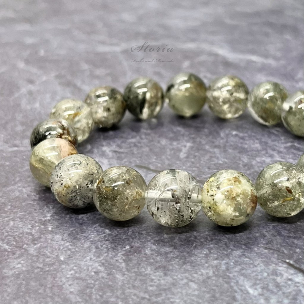 【完売】12mm ガネーシュヒマール産 ガーデンクォーツ ヒマラヤ水晶 ブレスレット【N12193】