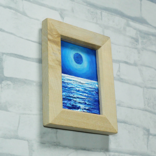 油絵 油彩 油彩画 絵 絵画 ミニ絵画【青い満月】 絵画 HR 通販