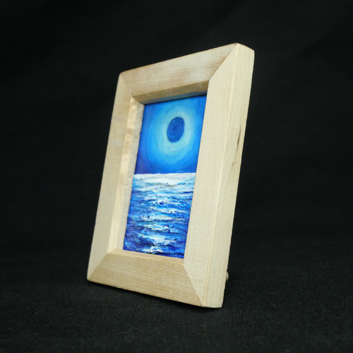 油絵 油彩 油彩画 絵 絵画 ミニ絵画【青い満月】 絵画 HR 通販