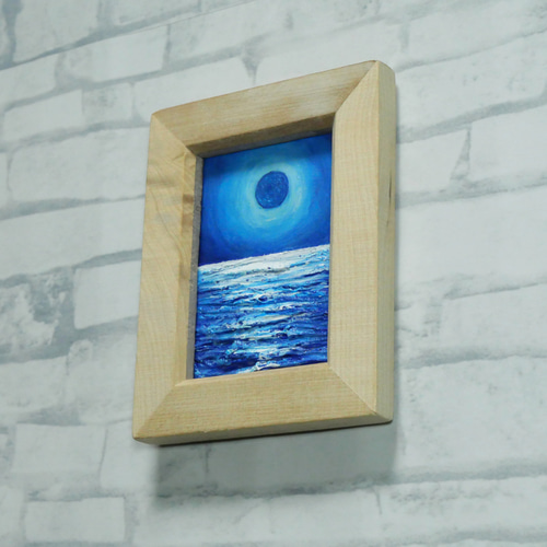 油絵 油彩 油彩画 絵 絵画 長方形ミニ絵画【青い月】 油絵 油彩 油彩画 絵 絵画 ミニ絵画【青い満月】 絵画 HR 通販