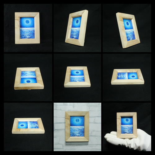 油絵 油彩 油彩画 絵 絵画 ミニ絵画【青い満月】 絵画 HR 通販