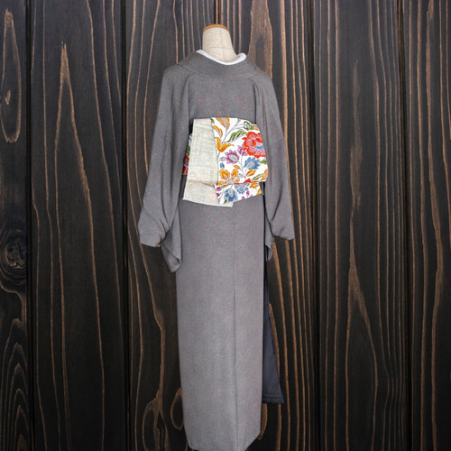 着物反物* 白の帯 大人の兵児帯 半幅帯 長尺465cm 和装小物（帯・半襟