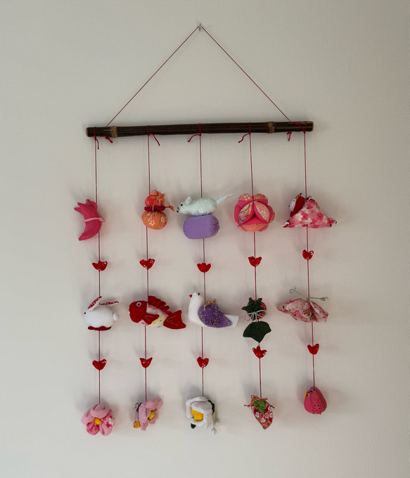 壁掛け吊るし雛⑤ かわいい吊るし飾り 一点物 桃の節句 ひな祭り