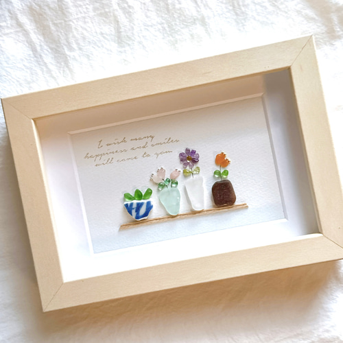 No.148 シーグラス シーグラスアート 天然石 花瓶 お花 フラワー