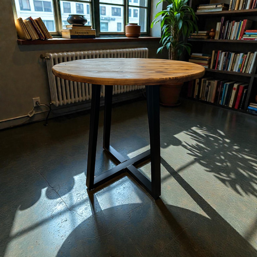 在庫あり 即納 丸テーブル 机 リビング ダーク アイアン カフェ 天然木