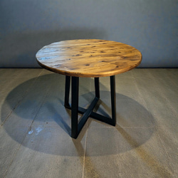 在庫あり　即納　丸テーブル　机　リビング　ダーク　アイアン　カフェ　天然木　杉材　円卓　サイズ変更可能 7枚目の画像