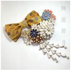 寧々】牡丹の正絹つまみ細工髪飾り 成人式 卒業式 結婚式 かんざし 飾