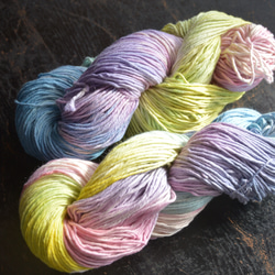 手染め糸 コットン オレンジ水色 nijiyarn 毛糸 nijiyarn 通販