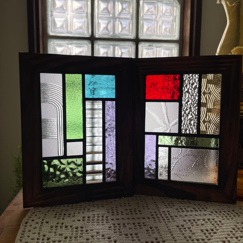 ステンドグラス　パネル　昭和レトロ　和モダン　障子 ステンドグラス パネル 昭和レトロ 和モダン 障子 【公式通販】