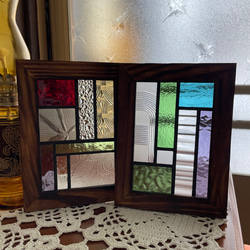 ステンドグラス パネル 和モダン 格子戸 その他インテリア雑貨