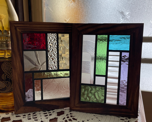 ステンドグラス パネル 昭和レトロ ×2 その他インテリア雑貨 ステンド