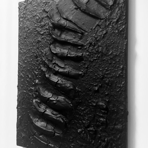 KAGE ｜黒い現代アート｜F4サイズ｜立体 絵画 アートパネル ブラック