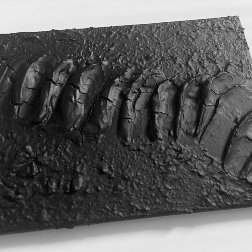 KAGE ｜黒い現代アート｜F4サイズ｜立体 絵画 アートパネル ブラック