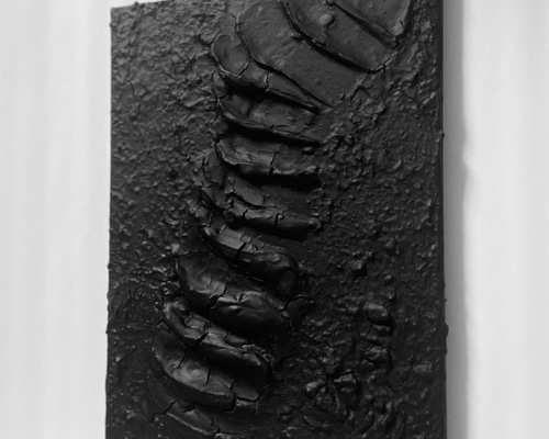 KAGE ｜黒い現代アート｜F4サイズ｜立体 絵画 アートパネル ブラック