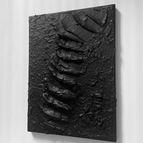 KAGE ｜黒い現代アート｜F4サイズ｜立体 絵画 アートパネル ブラック