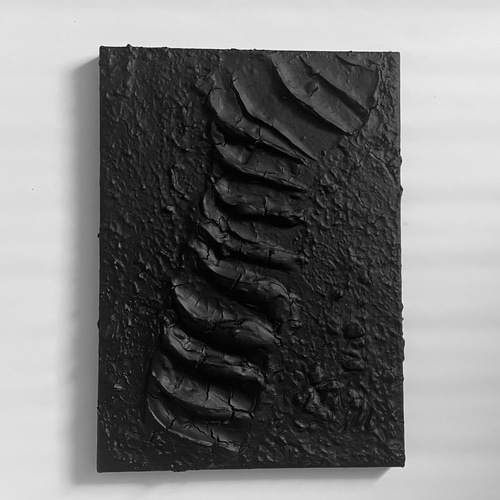 KAGE ｜黒い現代アート｜F4サイズ｜立体 絵画 アートパネル ブラック