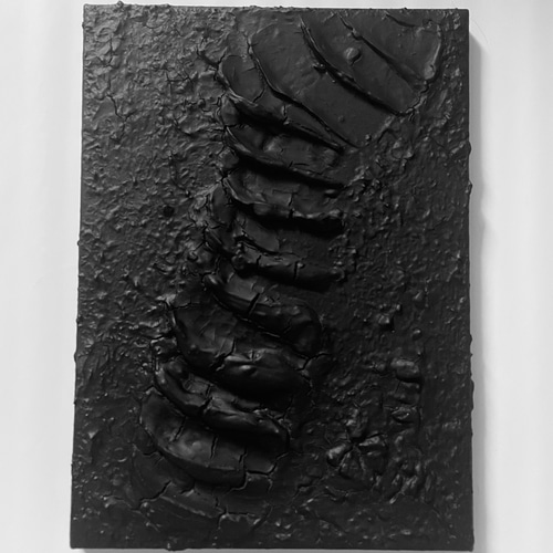 KAGE ｜黒い現代アート｜F4サイズ｜立体 絵画 アートパネル ブラック