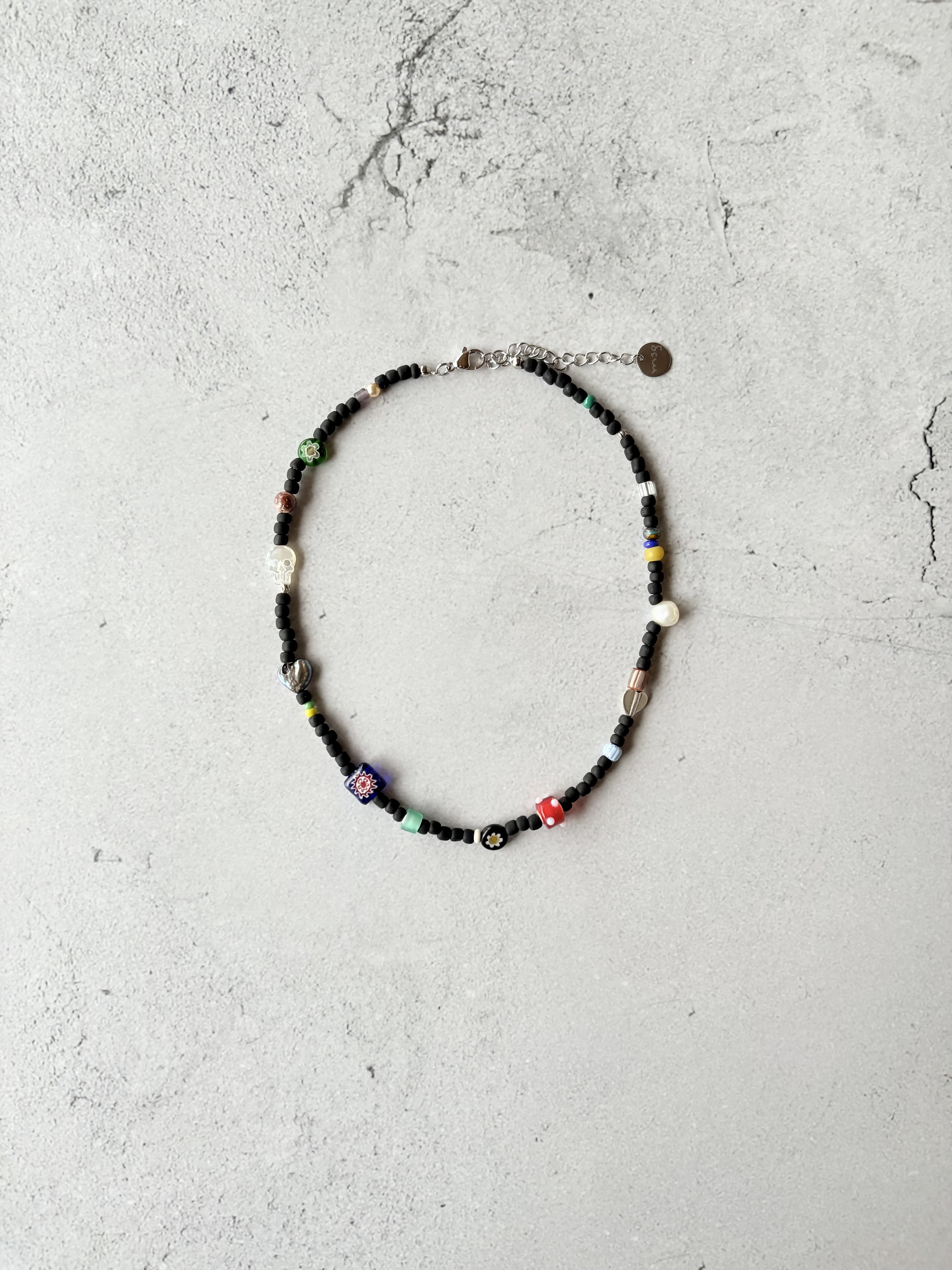 Bohemian BLACKBEADS NECKLACE 〜シェルスカルversion 1点のみ/ユニセックス
