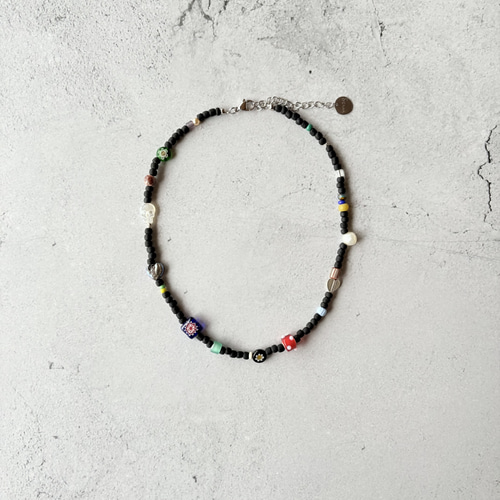 Bohemian BLACKBEADS NECKLACE 〜シェルスカルversion 1点のみ/ユニ