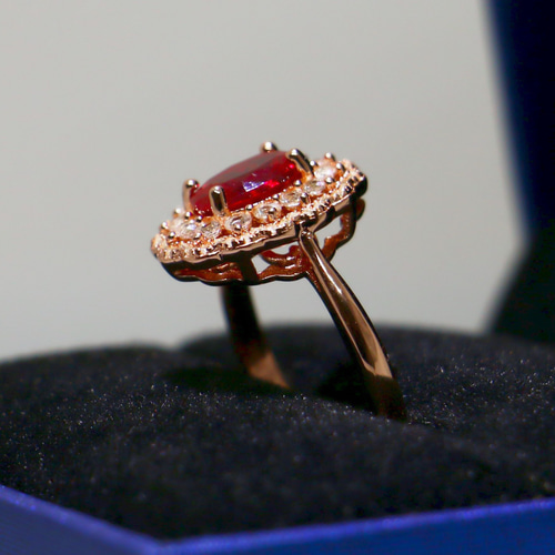 ルビー・ホワイトサファイア ローズGP リング 指輪 13号 指輪・リング