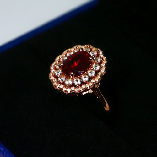 ルビー・ホワイトサファイア ローズGP リング 指輪 13号 指輪・リング