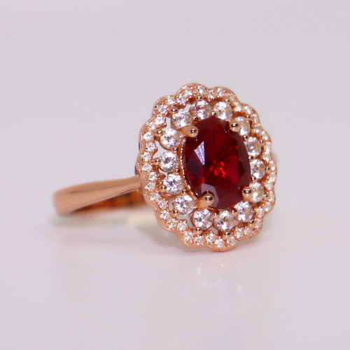 ルビー・ホワイトサファイア ローズGP リング 指輪 13号 指輪・リング