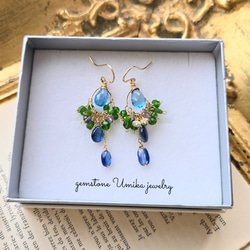 14kgf カイヤナイトのと水晶のリーフのピアス 14kgf カイヤナイトのと水晶のリーフのピアス 14kgf カイヤナイトと