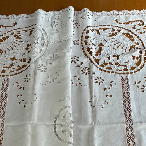 アンティーク 刺繍 テーブルクロス クロスステッチ サークル大判テーブルクロス - アンティークと薔薇雑貨