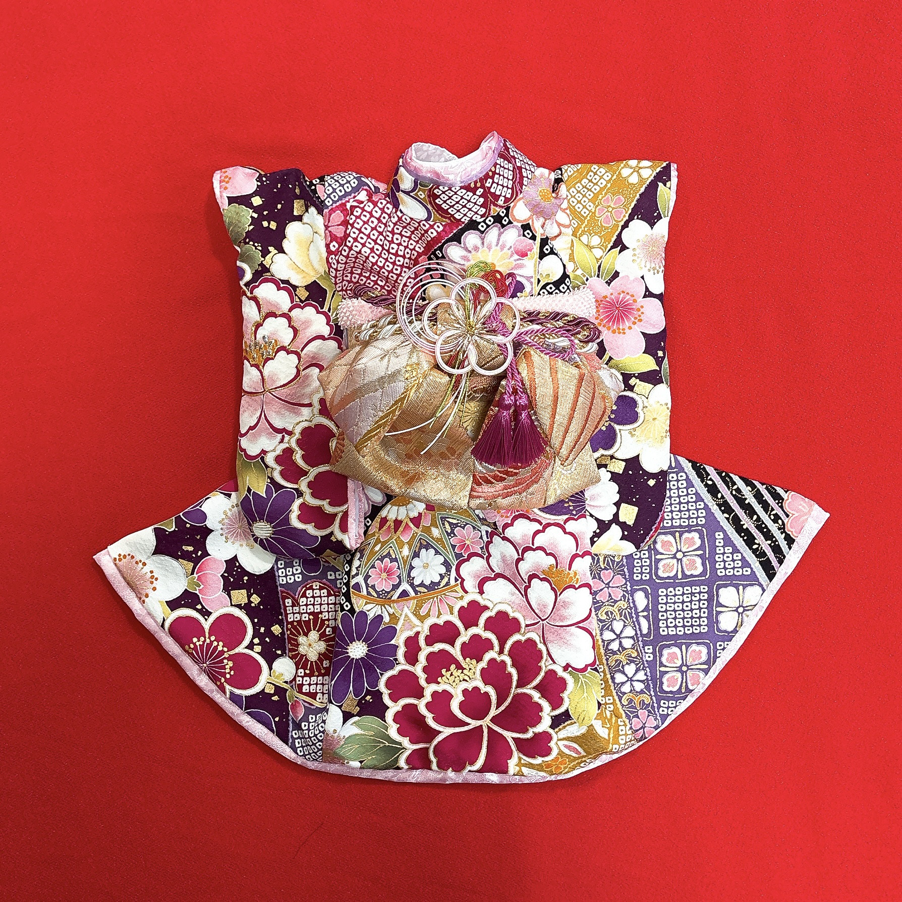 即納✨犬の着物　犬用本格大振袖 XS 紫系 正絹金彩入り 犬服