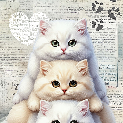 オリジナル 生地 ブロックデザイン ハンドメイド素材 パネル生地 猫