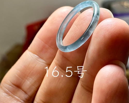 L15-160 細身 高氷種 16.5号 薄水色 グアテマラ産 A貨 本翡翠 くりぬき