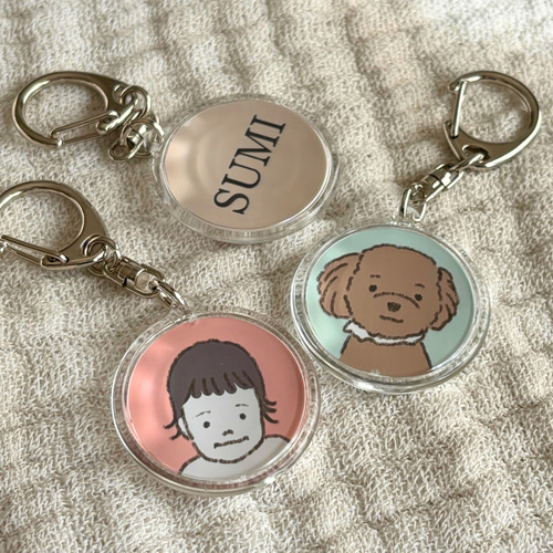 似顔絵入りキーホルダー|名前キーホルダー|ネームタグ|ネーム