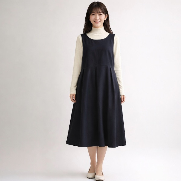 大人かわいいジャンパースカートワンピース