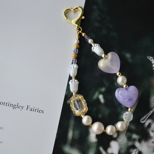 ぷっくりハートやパールのミニハンドストラップ ＆ スマホストラップ