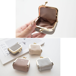 ボックス型 がま口 ミニミニ ポーチ 【 本革 ニュアンス 名入れ 】 浅型 アクセサリーケース 小物入れ HR72U 14枚目の画像