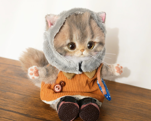 A猫 アンティークな猫のアートドール【ハンドメイド 人形 猫 ぬいぐるみ A猫 カラフルな猫のアートドール【ハンドメイド 人形 猫 ぬいぐるみ