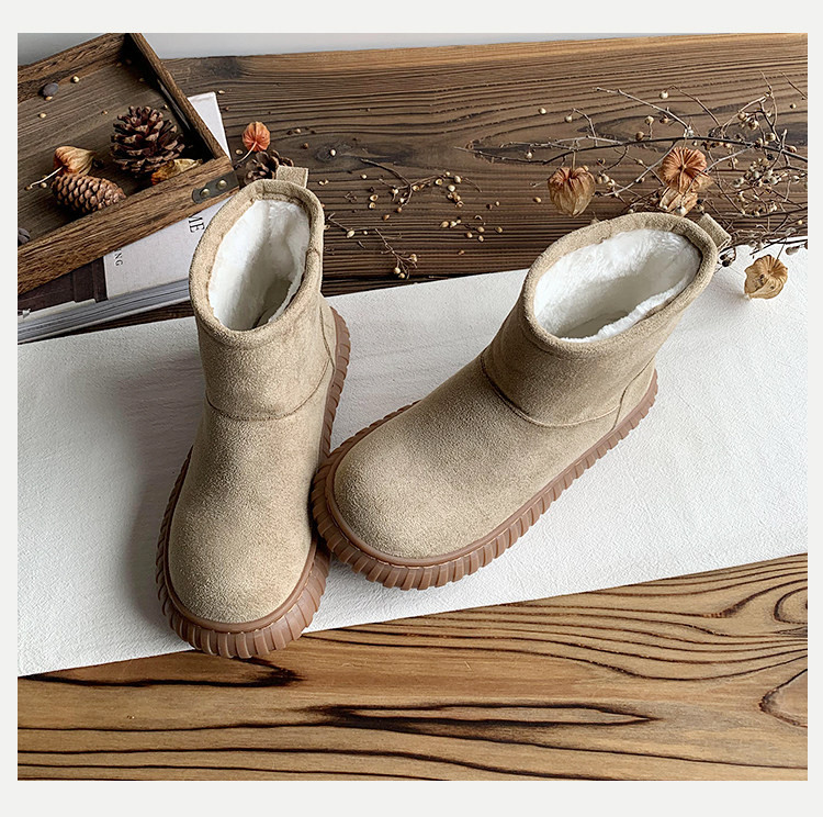 2025 冬新作 モード系 ラウンドトゥ厚底 裏起毛加厚防滑保温 ショートブーツ