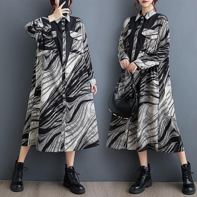 大きいサイズ　ワンピース　長袖　レディース　秋冬　春 新品　シャツ　ロング