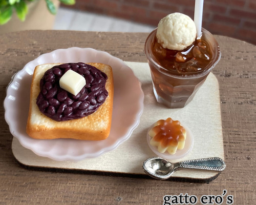 ミニチュアフード レトロ喫茶メニュー＊あんバター／フロート／プリン