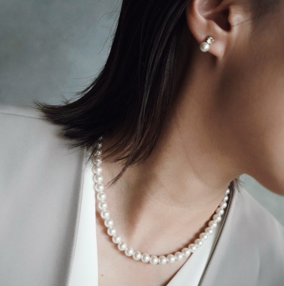 2点セット パールネックレス＆ピアス(イヤリング)  / サージカルステンレス