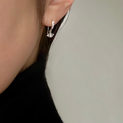 【新作2026】ハーキマーダイヤと煌めくジルコニアのミニピアス  /金具変更可（イヤリング・シルバーカラーあり） 5枚目の画像