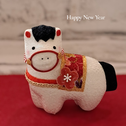 創作人形　午　干支　お正月飾り　縮緬　オブジェ　一点物 2026 干支飾り 午♡ 午年お正月飾り ちりめん細工人形 卓上タイプ 干支