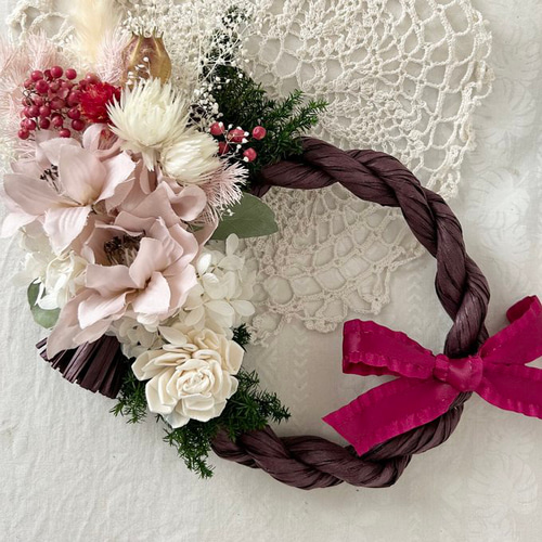 しめ縄リース＊2020＊パープル 12.27 ⁡ @riri.flower_ta さんの しめ縄スワッグ入荷してます