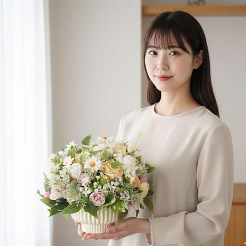 スプリングセレクト｜春待ちフラワーアレンジ ピンクローズの優しい