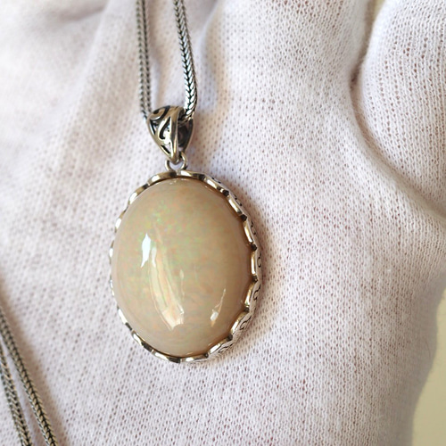 BIG エチオピアオパール25 S925アンティークデザインペンダントトップ