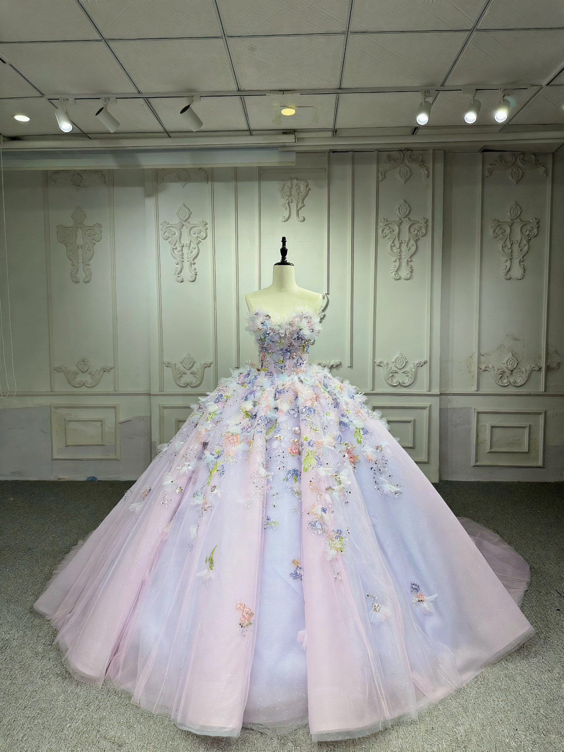 イベント　パープル紫ラベンダー色ブルーグラデーション　オンブレ　フラワー紫お花飾り　パーティー出演コンテスト　前撮り花嫁 56,094円