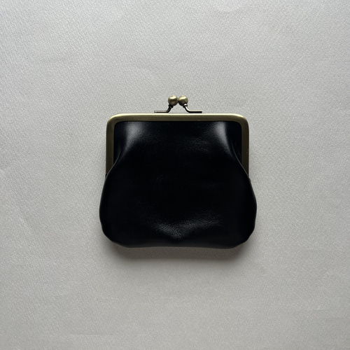 がま口ミニ財布 ポーチ BLACK (受注制作) 小銭入れ・コインケース unum