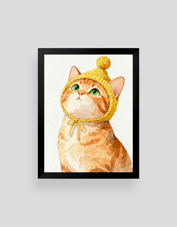 絵画 | イラストポスター 996☆ 【かわいい猫ちゃんは帽子をかぶって