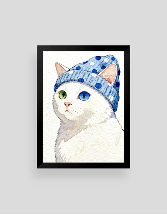 絵画 | イラストポスター 998☆ 【かわいい猫ちゃんは帽子をかぶって
